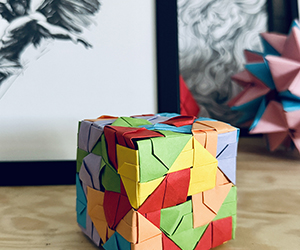 Geometric Harmony in Motion – Origami Cube of Colorful Symmetry | Polyhedra Origami